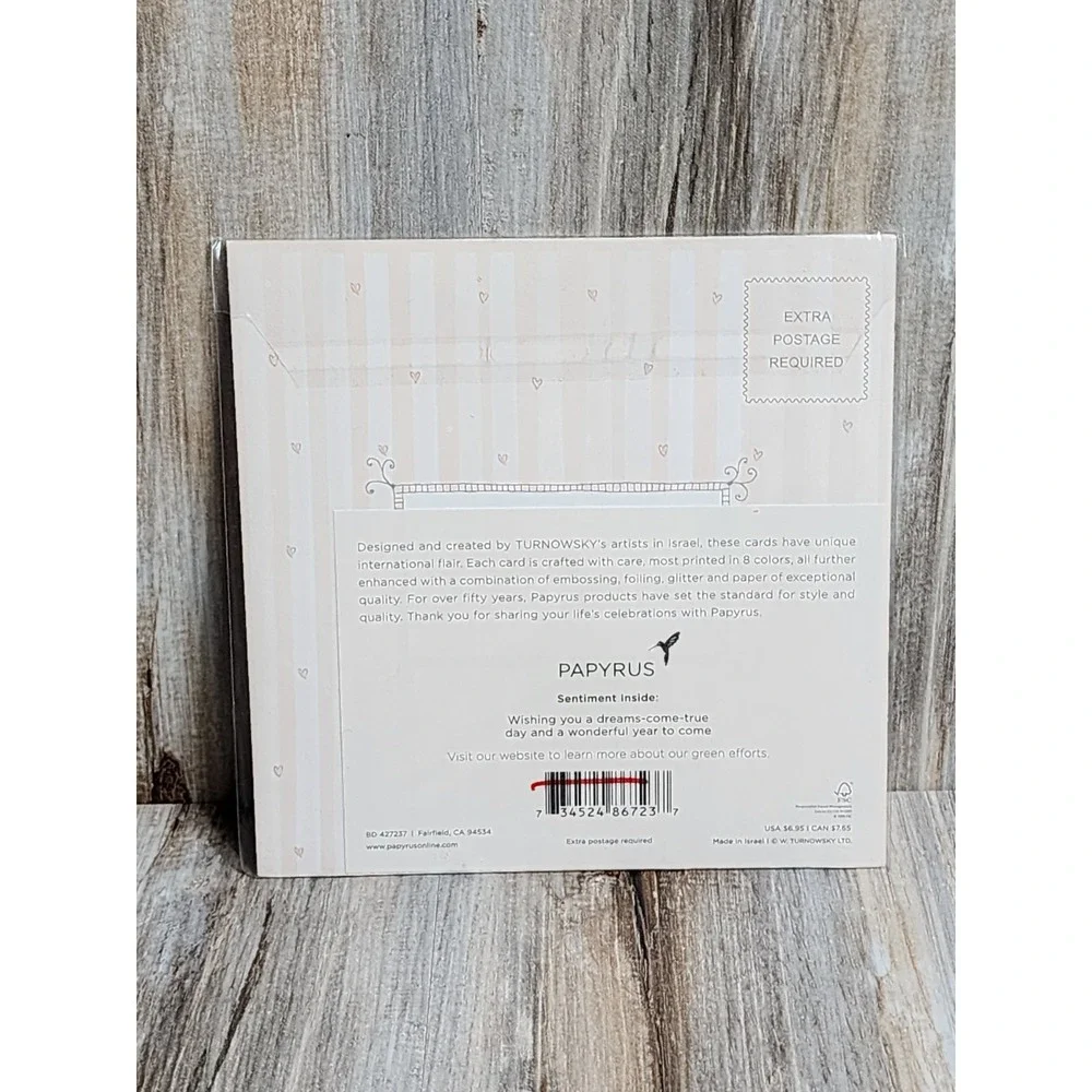 Papyrus RARE Turnowsky Embossed Dress Glitter Silver Gold Trim Birthday Card